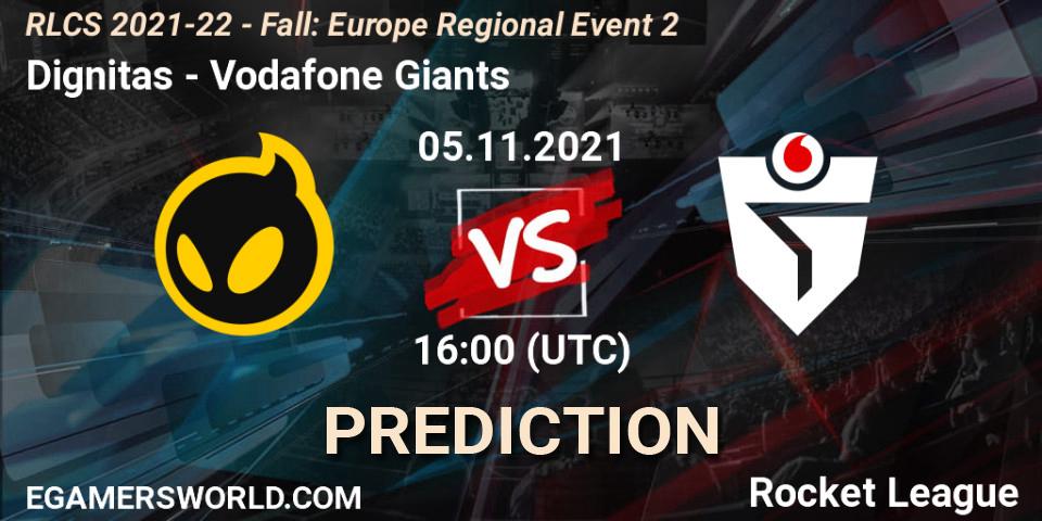 Prognose für das Spiel Dignitas VS Vodafone Giants. 05.11.21. Rocket League - RLCS 2021-22 - Fall: Europe Regional Event 2