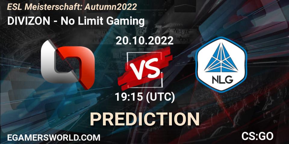 Prognose für das Spiel DIVIZON VS No Limit Gaming. 20.10.22. CS2 (CS:GO) - ESL Meisterschaft: Autumn 2022