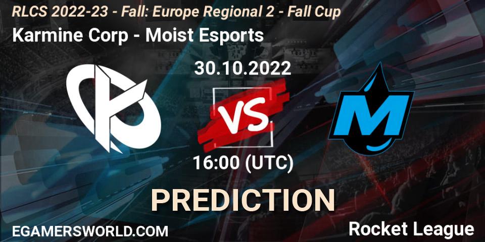 Prognose für das Spiel Karmine Corp VS Moist Esports. 30.10.22. Rocket League - RLCS 2022-23 - Fall: Europe Regional 2 - Fall Cup