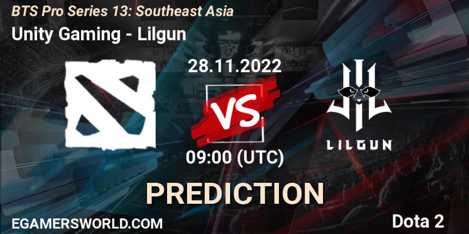 Prognose für das Spiel Unity Gaming VS Lilgun. 28.11.22. Dota 2 - BTS Pro Series 13: Southeast Asia