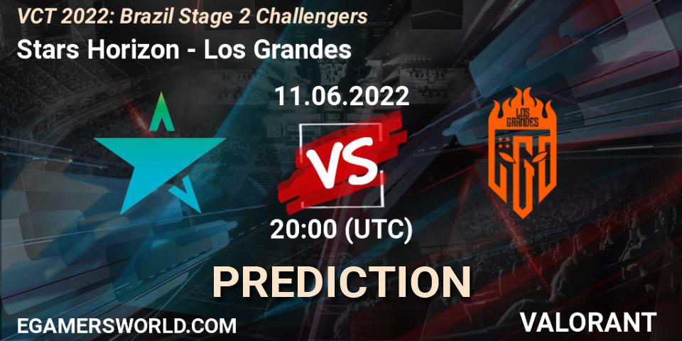 Prognose für das Spiel Stars Horizon VS Los Grandes. 11.06.2022 at 20:15. VALORANT - VCT 2022: Brazil Stage 2 Challengers