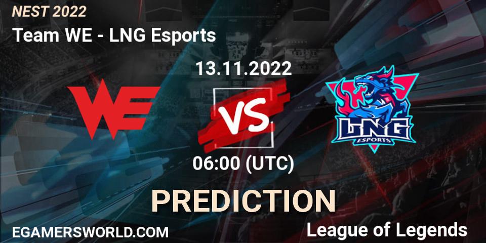 Prognose für das Spiel Team WE VS LNG Esports. 13.11.22. LoL - NEST 2022