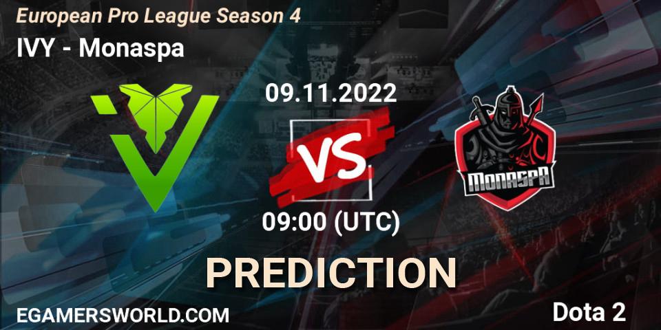 Prognose für das Spiel IVY VS Monaspa. 09.11.22. Dota 2 - European Pro League Season 4
