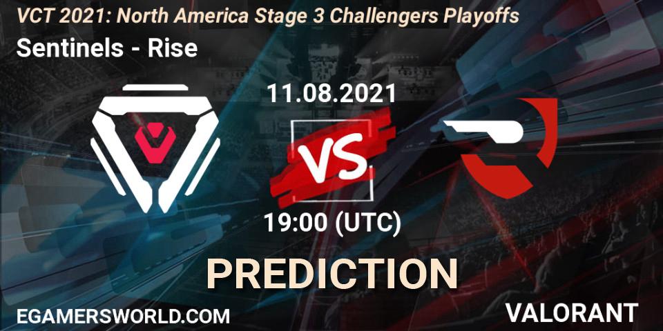 Prognose für das Spiel Sentinels VS Rise. 11.08.2021 at 19:00. VALORANT - VCT 2021: North America Stage 3 Challengers Playoffs