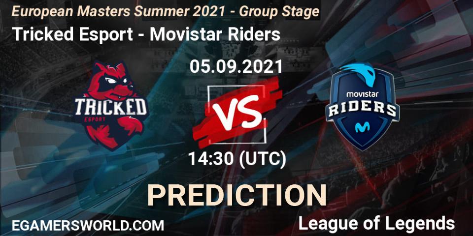 Prognose für das Spiel Tricked Esport VS Movistar Riders. 05.09.2021 at 14:30. LoL - European Masters Summer 2021 - Group Stage
