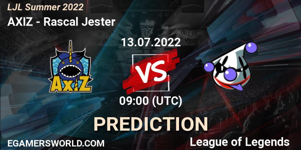 Prognose für das Spiel AXIZ VS Rascal Jester. 13.07.22. LoL - LJL Summer 2022
