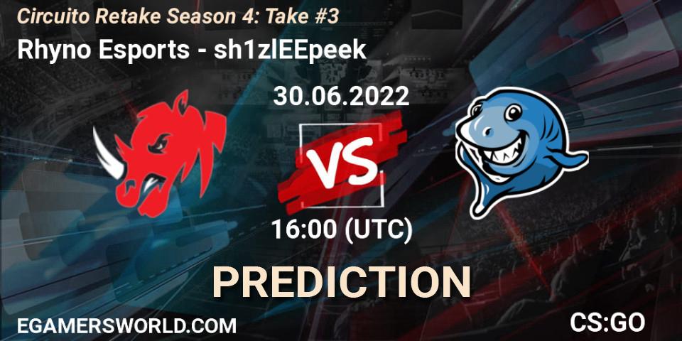 Prognose für das Spiel Rhyno Esports VS sh1zlEEpeek. 30.06.2022 at 16:00. Counter-Strike (CS2) - Circuito Retake Season 4: Take #3