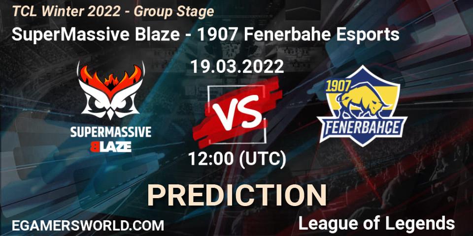 Prognose für das Spiel SuperMassive Blaze VS 1907 Fenerbahçe Esports. 19.03.2022 at 12:00. LoL - TCL Winter 2022 - Group Stage