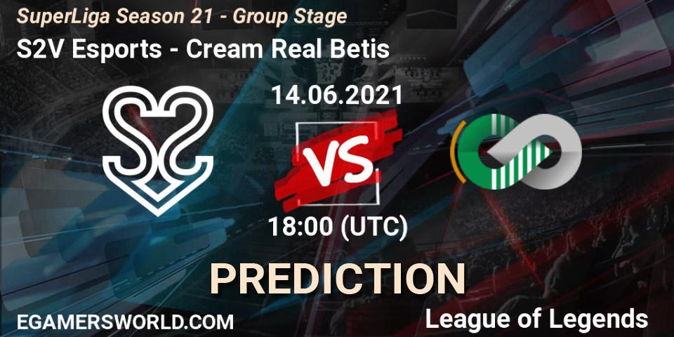 Prognose für das Spiel S2V Esports VS Cream Real Betis. 14.06.2021 at 17:00. LoL - SuperLiga Season 21 - Group Stage 