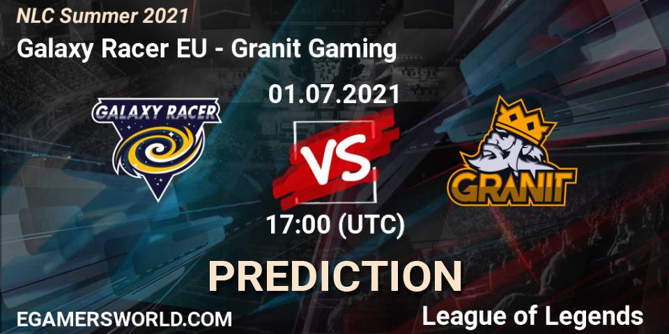 Prognose für das Spiel Galaxy Racer EU VS Granit Gaming. 01.07.2021 at 17:00. LoL - NLC Summer 2021