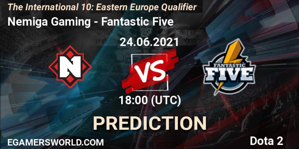 Prognose für das Spiel Nemiga Gaming VS Fantastic Five. 24.06.2021 at 18:58. Dota 2 - The International 10: Eastern Europe Qualifier