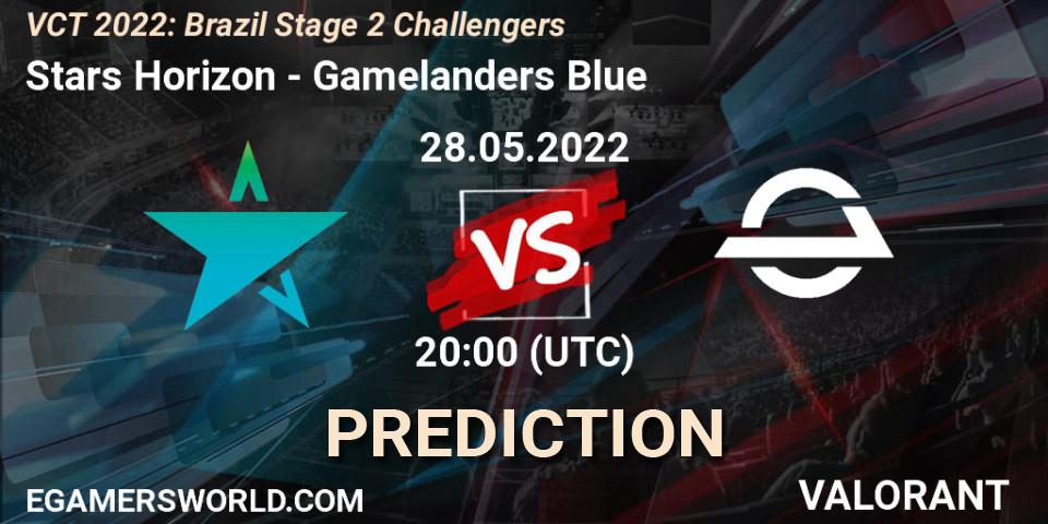 Prognose für das Spiel Stars Horizon VS Gamelanders Blue. 28.05.2022 at 20:15. VALORANT - VCT 2022: Brazil Stage 2 Challengers