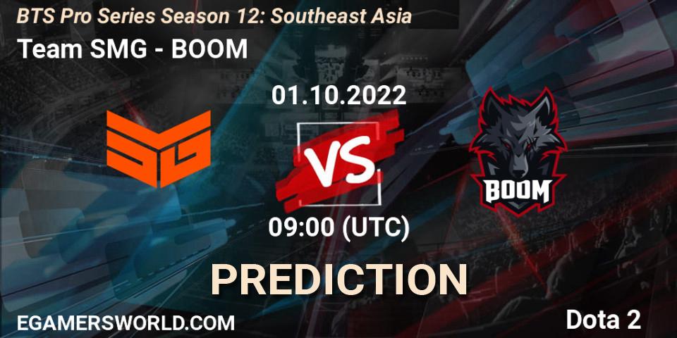 Prognose für das Spiel Team SMG VS BOOM. 01.10.22. Dota 2 - BTS Pro Series Season 12: Southeast Asia