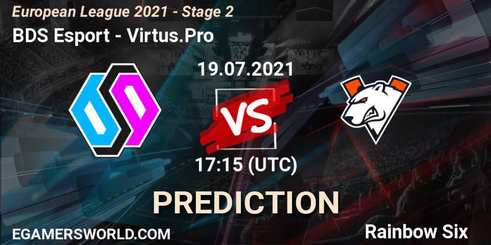 Prognose für das Spiel BDS Esport VS Virtus.Pro. 19.07.2021 at 17:05. Rainbow Six - European League 2021 - Stage 2