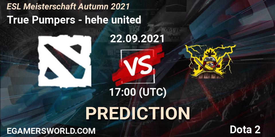 Prognose für das Spiel True Pumpers VS hehe united. 22.09.2021 at 17:04. Dota 2 - ESL Meisterschaft Autumn 2021