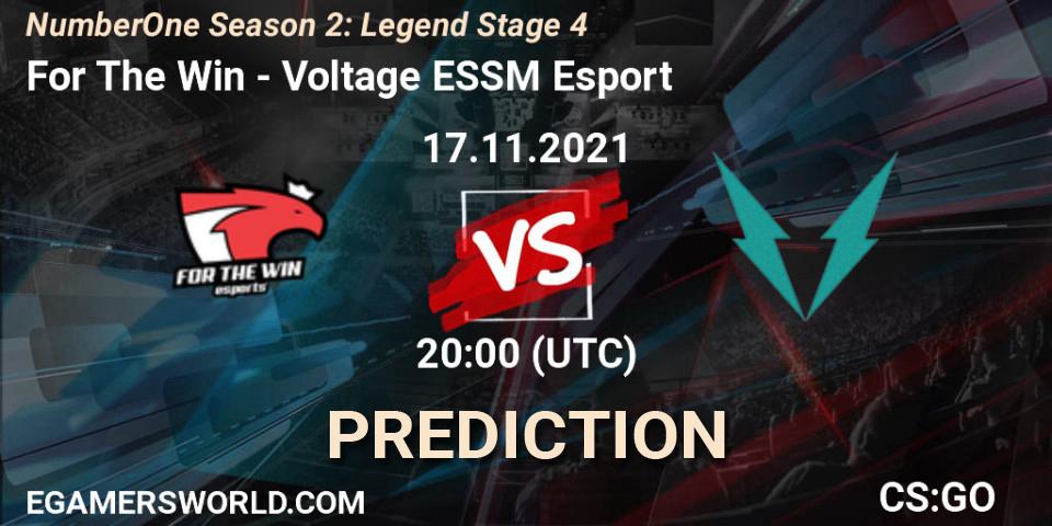 Prognose für das Spiel For The Win VS Voltage ESSM Esport. 17.11.2021 at 20:00. Counter-Strike (CS2) - NumberOne Season 2: Legend Stage 4