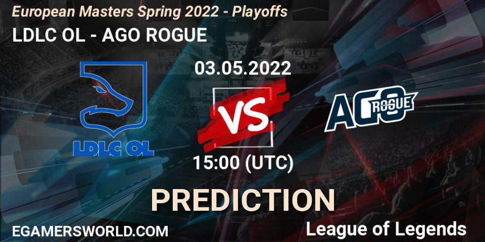 Prognose für das Spiel LDLC OL VS AGO ROGUE. 03.05.2022 at 15:00. LoL - European Masters Spring 2022 - Playoffs
