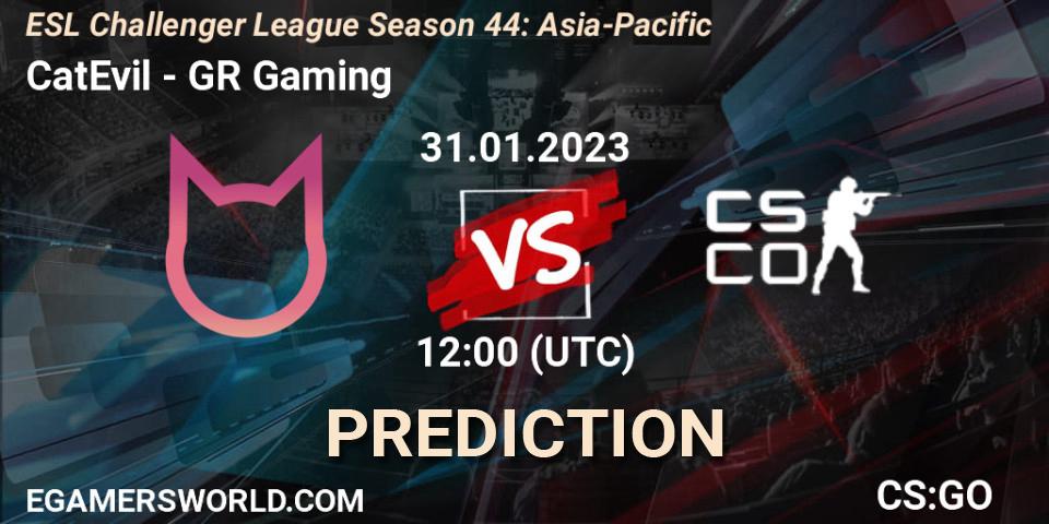 Prognose für das Spiel CatEvil VS GR Gaming. 31.01.23. CS2 (CS:GO) - ESL Challenger League Season 44: Asia-Pacific