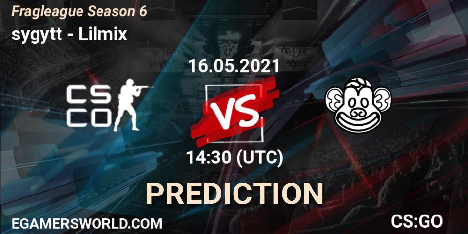 Prognose für das Spiel sygytt VS Lilmix. 16.05.2021 at 14:30. Counter-Strike (CS2) - Fragleague Season 6