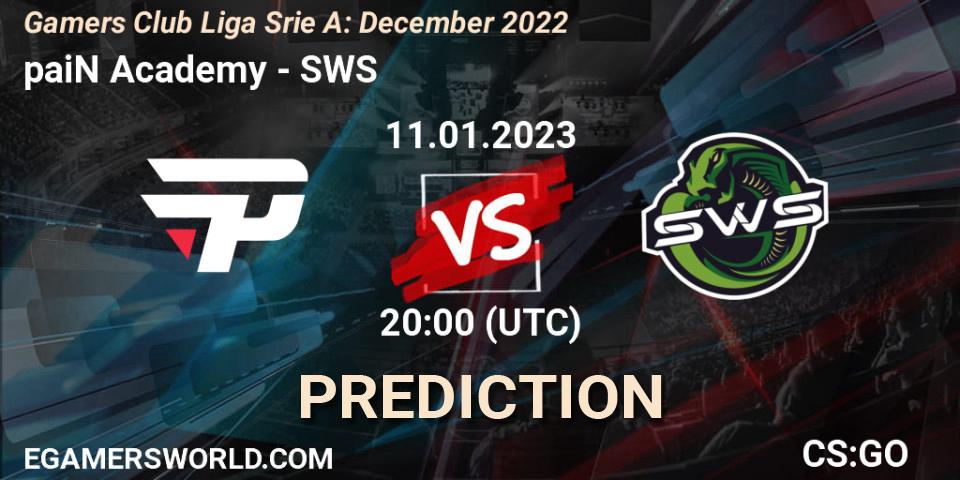 Prognose für das Spiel paiN Academy VS SWS. 11.01.23. CS2 (CS:GO) - Gamers Club Liga Série A: December 2022