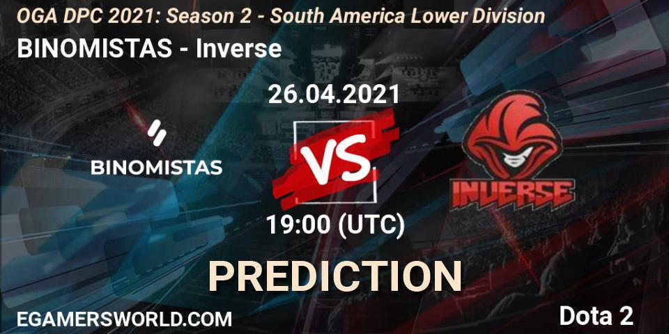 Prognose für das Spiel BINOMISTAS VS Inverse. 26.04.21. Dota 2 - OGA DPC 2021: Season 2 - South America Lower Division 