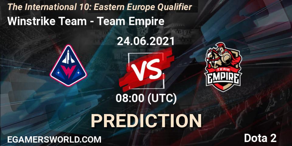 Prognose für das Spiel Winstrike Team VS Team Empire. 24.06.21. Dota 2 - The International 10: Eastern Europe Qualifier