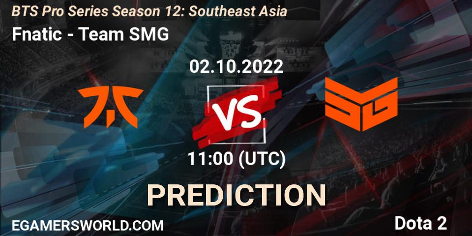 Prognose für das Spiel Fnatic VS Team SMG. 02.10.22. Dota 2 - BTS Pro Series Season 12: Southeast Asia