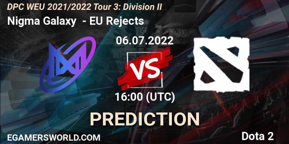 Prognose für das Spiel Nigma Galaxy VS EU Rejects. 06.07.2022 at 16:36. Dota 2 - DPC WEU 2021/2022 Tour 3: Division II
