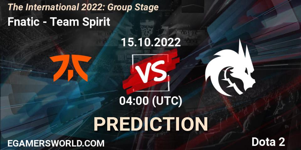 Prognose für das Spiel Fnatic VS Team Spirit. 15.10.22. Dota 2 - The International 2022: Group Stage