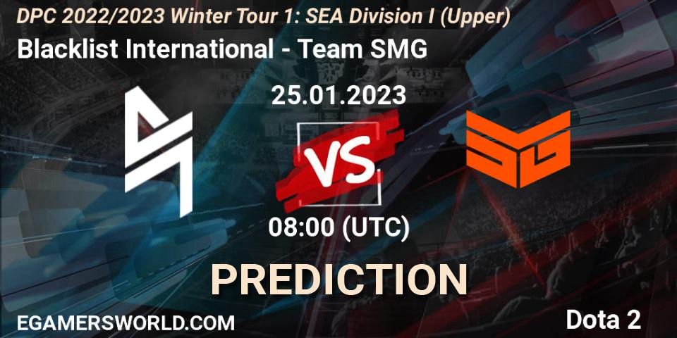 Prognose für das Spiel Blacklist International VS Team SMG. 25.01.23. Dota 2 - DPC 2022/2023 Winter Tour 1: SEA Division I (Upper)