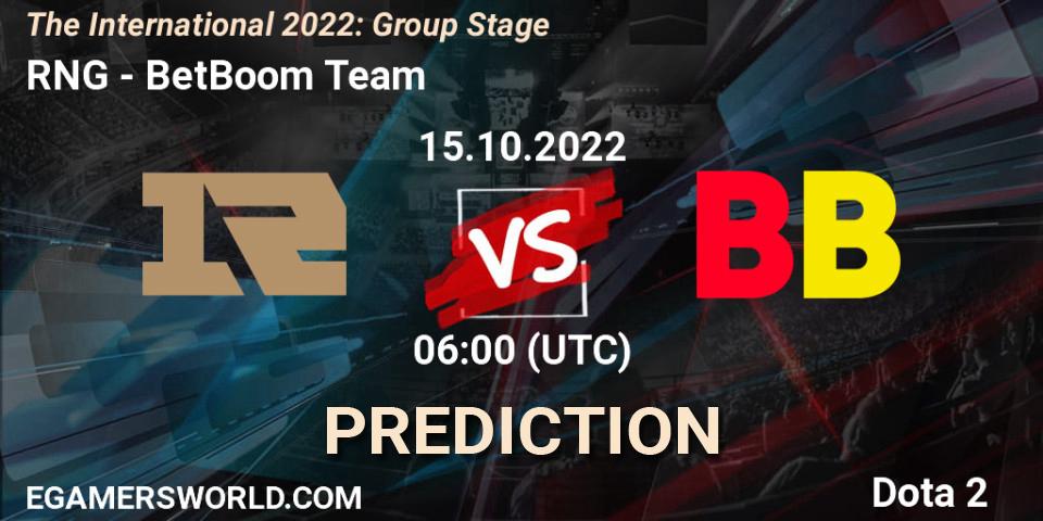 Prognose für das Spiel RNG VS BetBoom Team. 15.10.22. Dota 2 - The International 2022: Group Stage