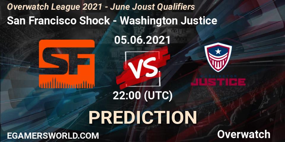 Prognose für das Spiel San Francisco Shock VS Washington Justice. 05.06.2021 at 22:00. Overwatch - Overwatch League 2021 - June Joust Qualifiers