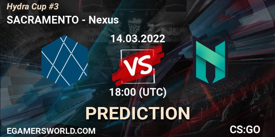 Prognose für das Spiel SACRAMENTO VS Nexus. 14.03.22. CS2 (CS:GO) - Hydra Cup #3