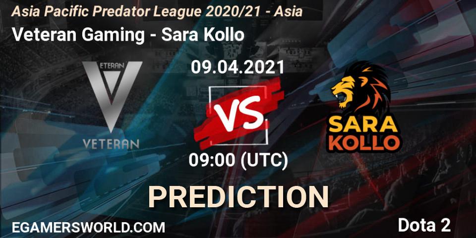Prognose für das Spiel Veteran Gaming VS Sara Kollo. 09.04.2021 at 11:02. Dota 2 - Asia Pacific Predator League 2020/21 - Asia