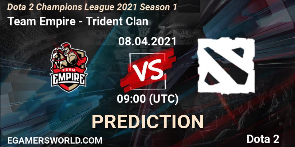 Prognose für das Spiel Team Empire VS Trident Clan. 07.04.2021 at 08:59. Dota 2 - Dota 2 Champions League 2021 Season 1