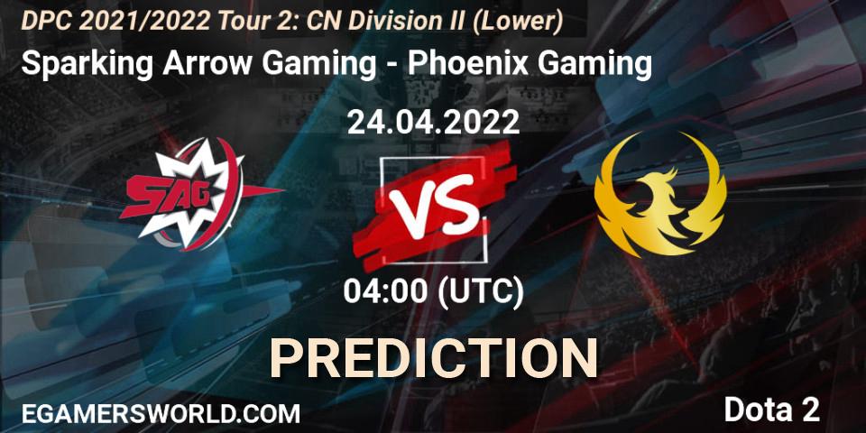 Prognose für das Spiel Sparking Arrow Gaming VS Phoenix Gaming. 24.04.22. Dota 2 - DPC 2021/2022 Tour 2: CN Division II (Lower)