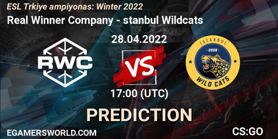 Prognose für das Spiel Real Winner Company VS İstanbul Wildcats. 28.04.2022 at 17:00. Counter-Strike (CS2) - ESL Türkiye Şampiyonası: Winter 2022