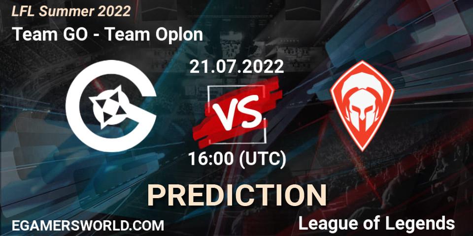 Prognose für das Spiel Team GO VS Team Oplon. 21.07.2022 at 18:00. LoL - LFL Summer 2022