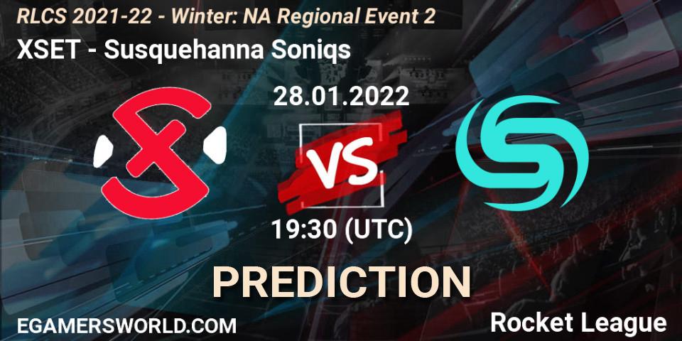 Prognose für das Spiel XSET VS Susquehanna Soniqs. 28.01.22. Rocket League - RLCS 2021-22 - Winter: NA Regional Event 2