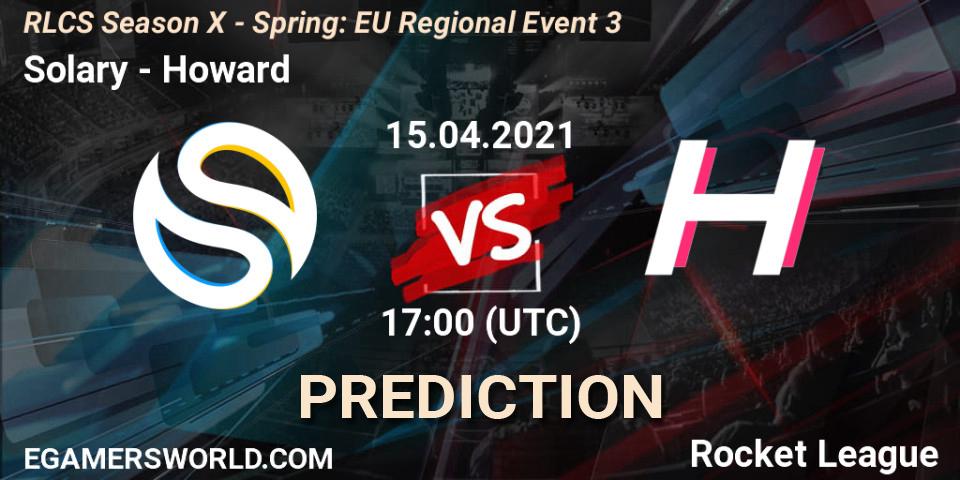 Prognose für das Spiel Solary VS Howard. 15.04.2021 at 17:00. Rocket League - RLCS Season X - Spring: EU Regional Event 3
