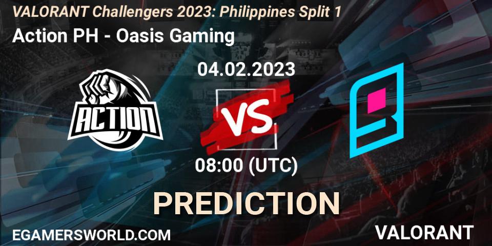 Prognose für das Spiel Action PH VS Oasis Gaming. 04.02.23. VALORANT - VALORANT Challengers 2023: Philippines Split 1