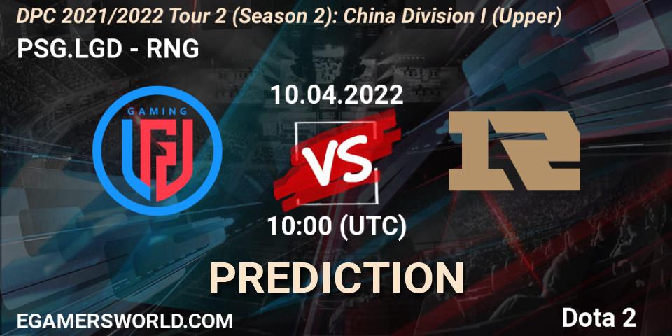 Prognose für das Spiel PSG.LGD VS RNG. 17.04.22. Dota 2 - DPC 2021/2022 Tour 2 (Season 2): China Division I (Upper)