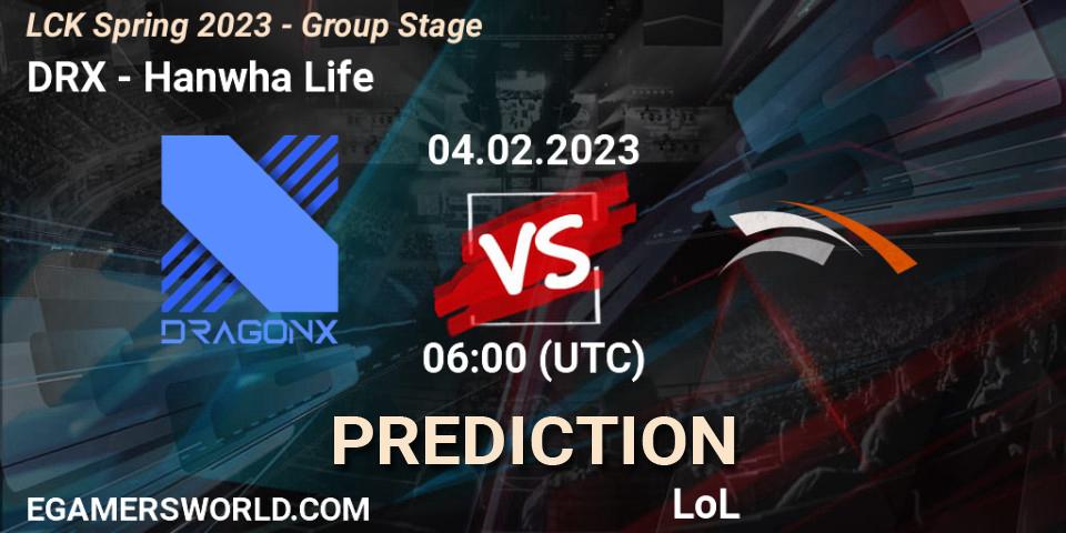 Prognose für das Spiel DRX VS Hanwha Life. 04.02.23. LoL - LCK Spring 2023 - Group Stage
