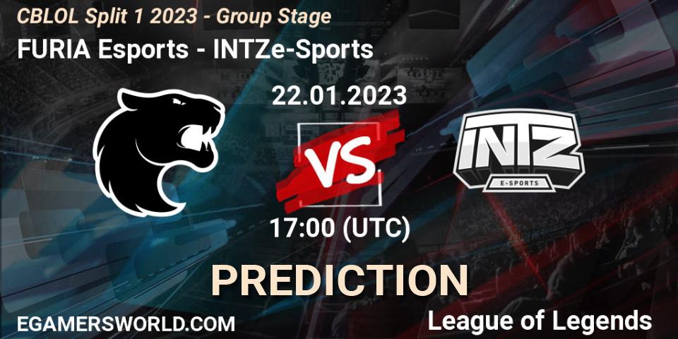 Prognose für das Spiel FURIA Esports VS INTZ e-Sports. 22.01.23. LoL - CBLOL Split 1 2023 - Group Stage