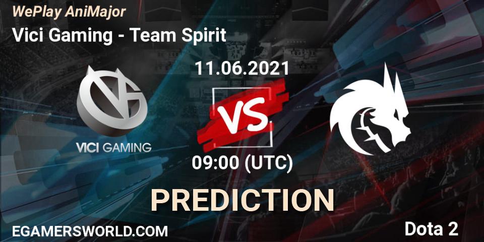 Prognose für das Spiel Vici Gaming VS Team Spirit. 11.06.2021 at 09:00. Dota 2 - WePlay AniMajor 2021