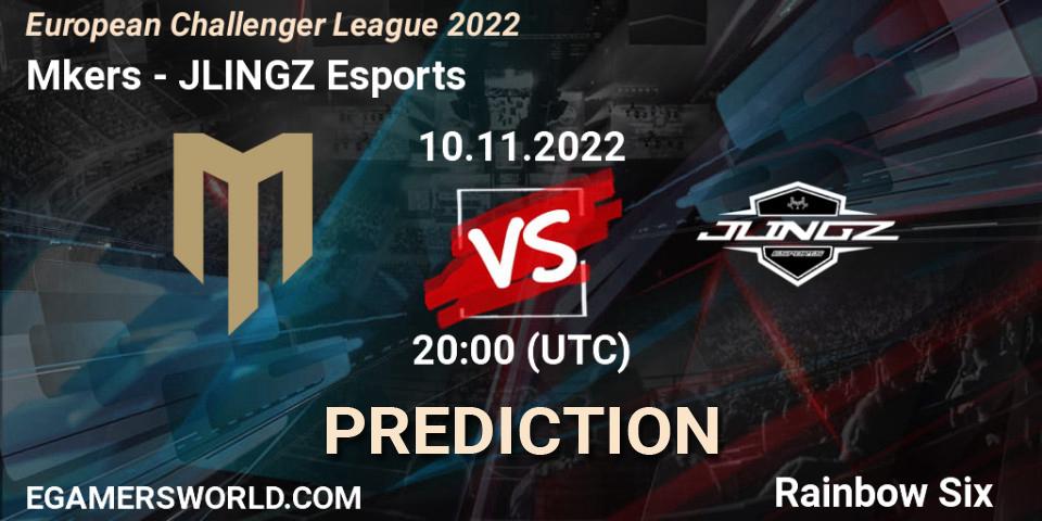 Prognose für das Spiel Mkers VS JLINGZ Esports. 10.11.2022 at 20:00. Rainbow Six - European Challenger League 2022