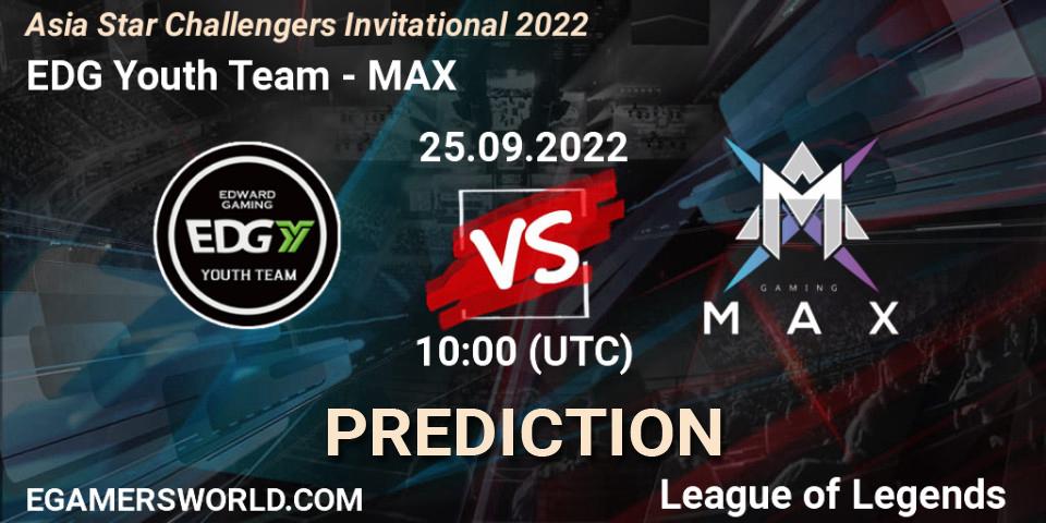 Prognose für das Spiel EDward Gaming Youth Team VS MAX. 25.09.2022 at 10:00. LoL - Asia Star Challengers Invitational 2022