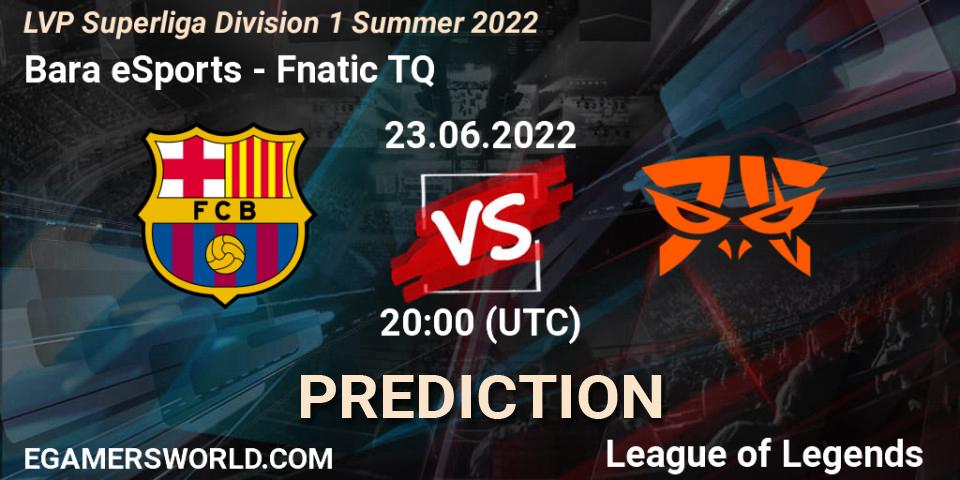 Prognose für das Spiel Barça eSports VS Fnatic TQ. 23.06.2022 at 20:00. LoL - LVP Superliga Division 1 Summer 2022