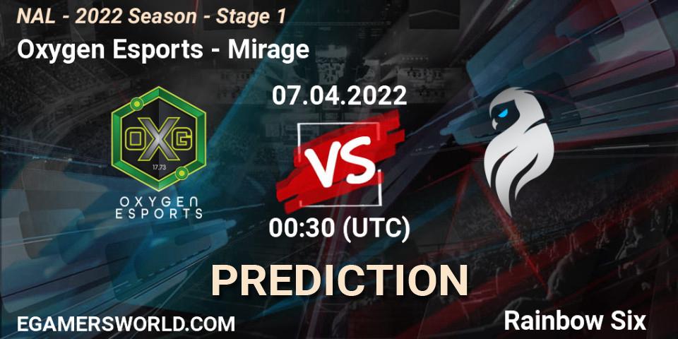Prognose für das Spiel Oxygen Esports VS Mirage. 07.04.22. Rainbow Six - NAL - Season 2022 - Stage 1