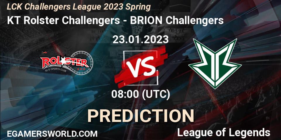 Prognose für das Spiel KT Rolster Challengers VS Brion Esports Challengers. 23.01.2023 at 08:35. LoL - LCK Challengers League 2023 Spring
